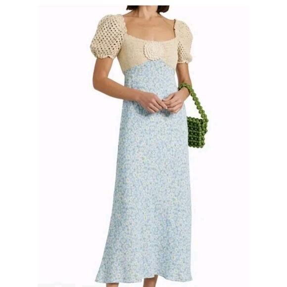 Rixo Dresses & Skirts - RIXO Women's Sardinia Midi Dress - Blue Daisy Chain size XL Bias Cut